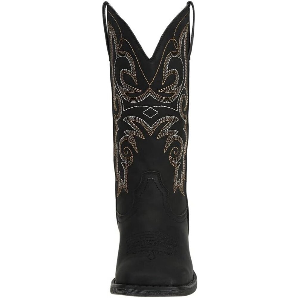 SheSole Western Boots Women Black Faux Leather Square Toe Wide Mid Calf - Picture 2 of 9